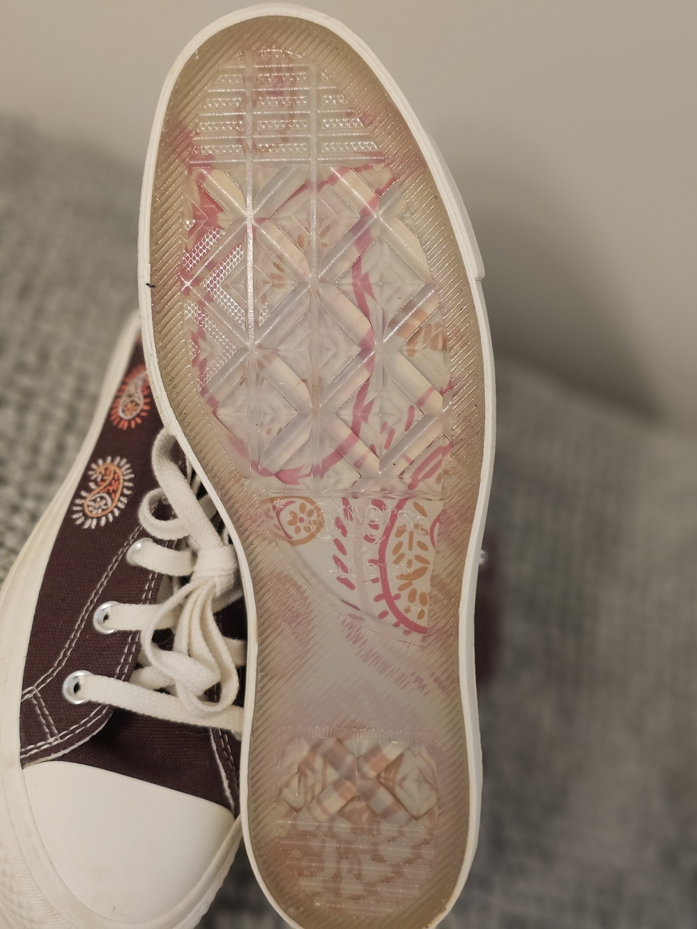 Converse Chuck Taylor High-Top Sneakers With Embroidered Paisley Accents-Brown - Picture 5 of 7